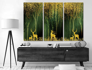 Framed 3 Panels - Golden Forest (3D Style)