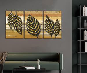 Framed 3 Panels - Leaves (3D Style)