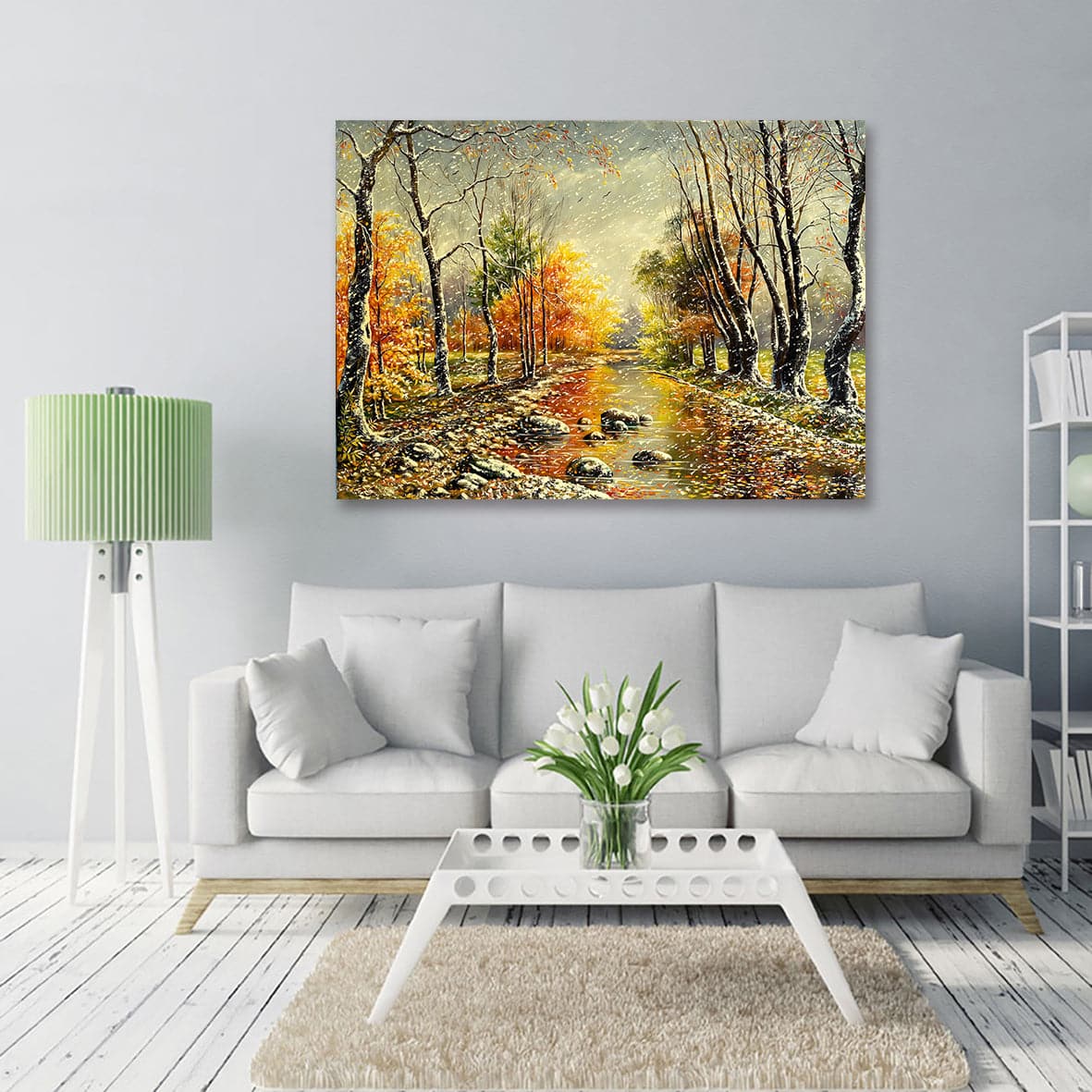 Pine Stretched  Framed 1 Panel - Snowy winter
