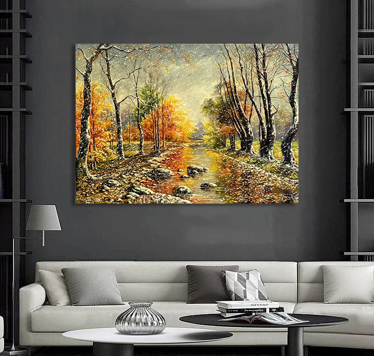 Pine Stretched  Framed 1 Panel - Snowy winter