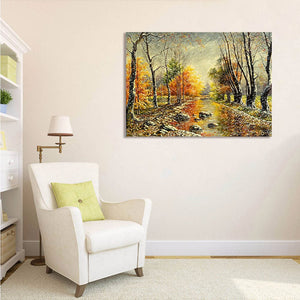 Pine Stretched  Framed 1 Panel - Snowy winter