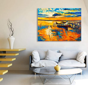 Pine Stretched  Framed 1 Panel - Sunset