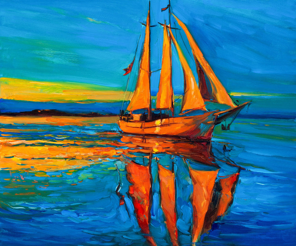 Pine Stretched  Framed 1 Panel - Sailing ship