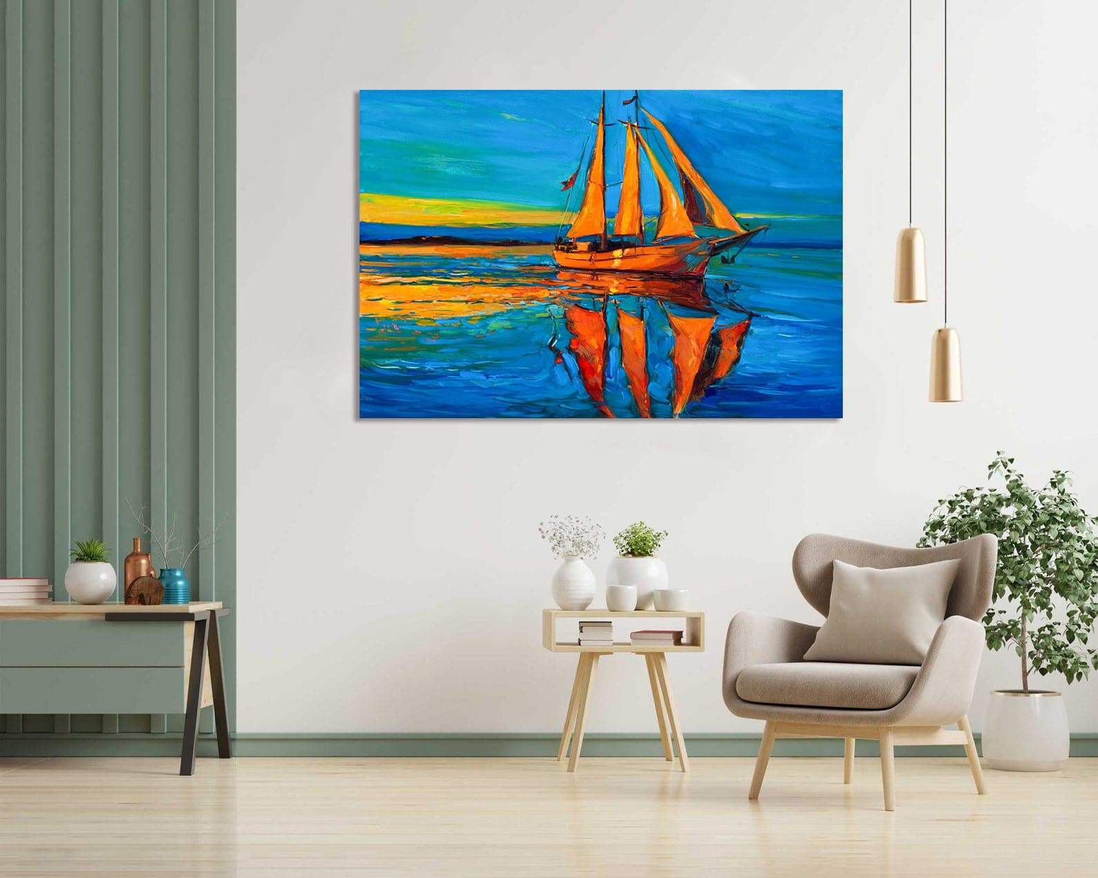 Pine Stretched  Framed 1 Panel - Sailing ship