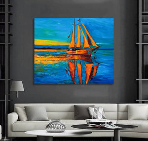 Pine Stretched  Framed 1 Panel - Sailing ship