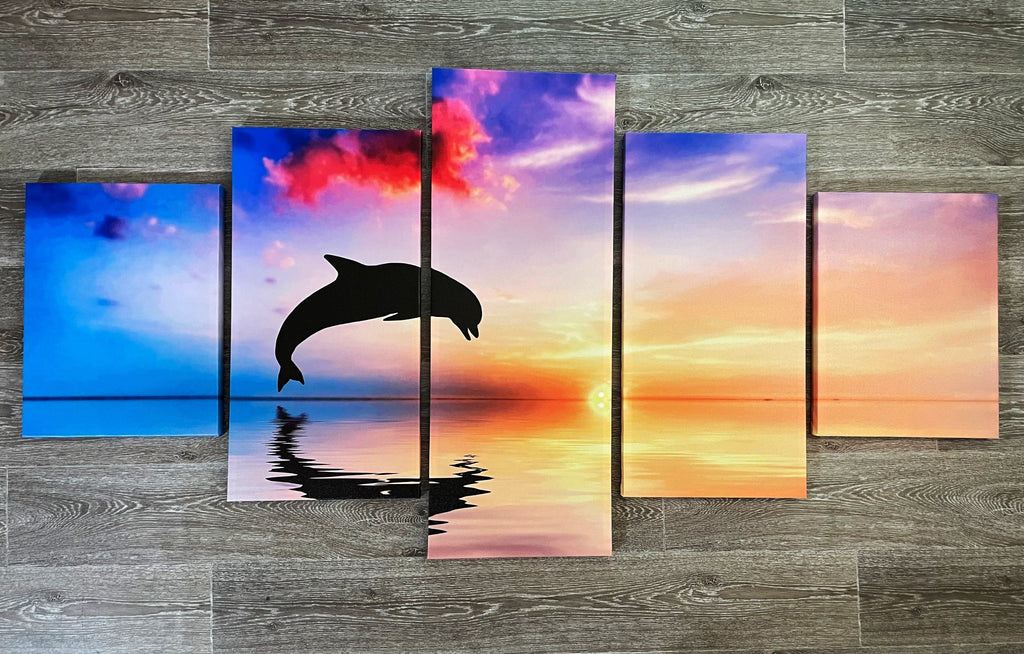 Framed 5 Panels - Finished Products - Dolphin