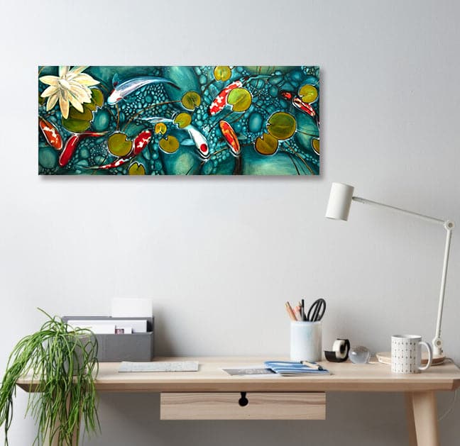 Pine Stretched  Framed 1 Panel - Japanese Koi