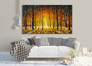 Pine Stretched  Framed 1 Panel - Orange warm park