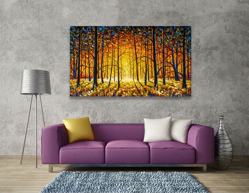 Pine Stretched  Framed 1 Panel - Orange warm park