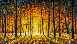 Pine Stretched  Framed 1 Panel - Orange warm park