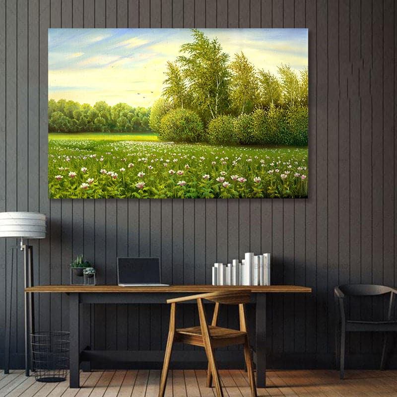 Pine Stretched  Framed 1 Panel -  Flower field