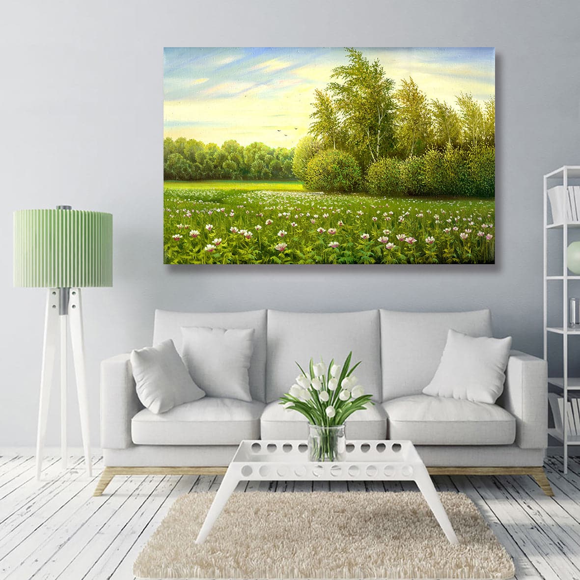 Pine Stretched  Framed 1 Panel -  Flower field