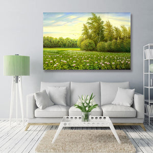 Pine Stretched  Framed 1 Panel -  Flower field