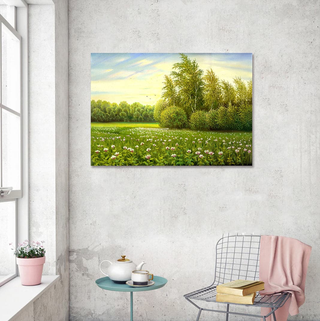 Pine Stretched  Framed 1 Panel -  Flower field