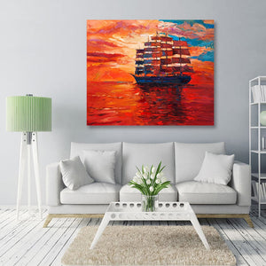 Pine Stretched  Framed 1 Panel - Frigate