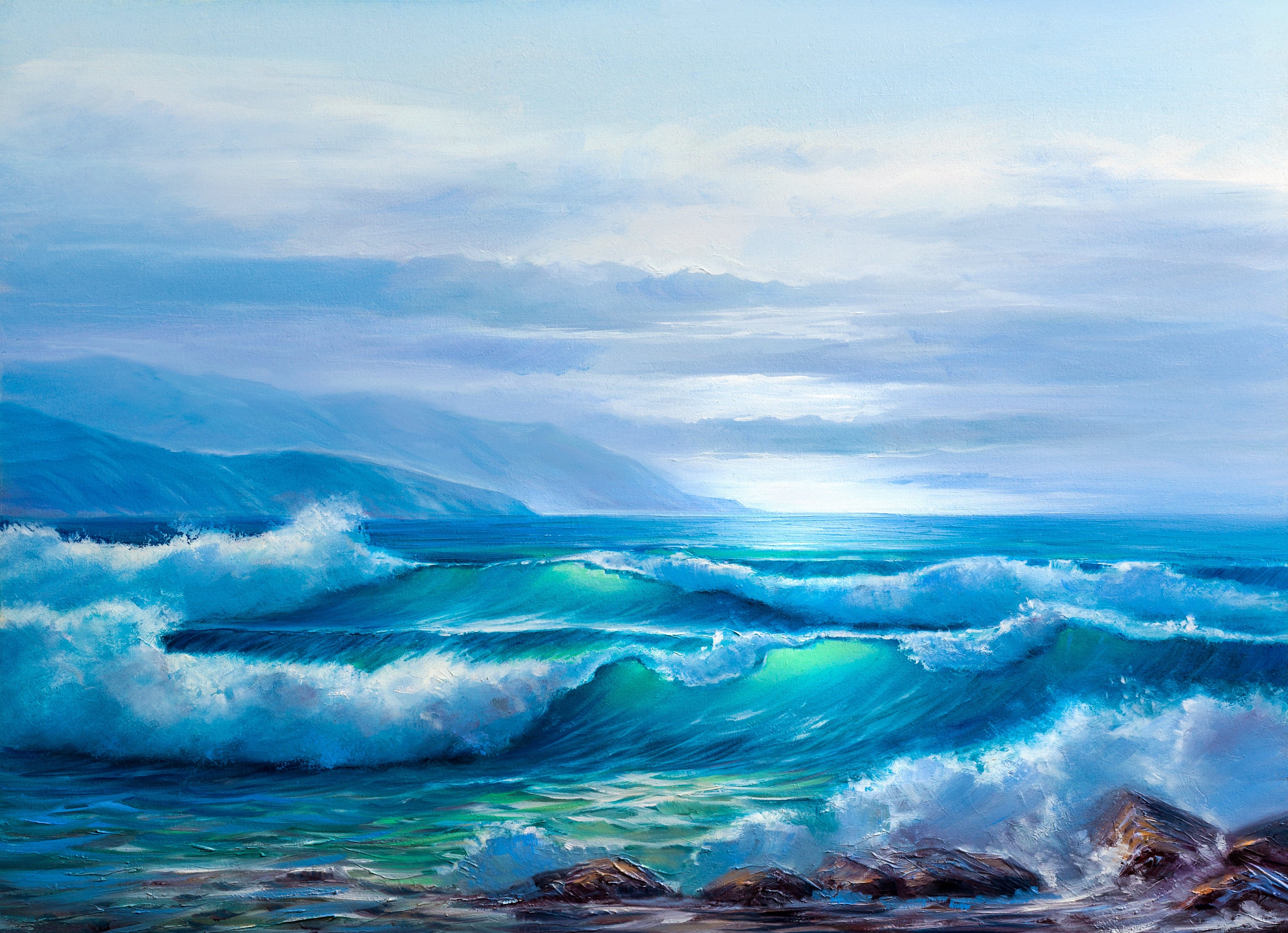 Pine Stretched  Framed 1 Panel - Wave