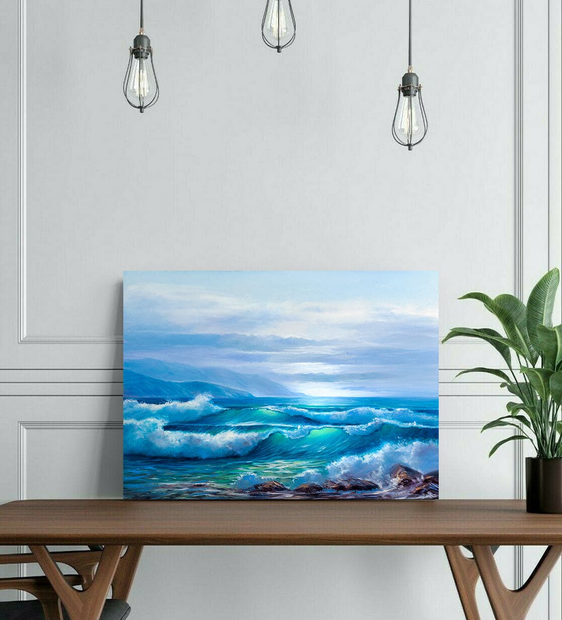 Pine Stretched  Framed 1 Panel - Wave