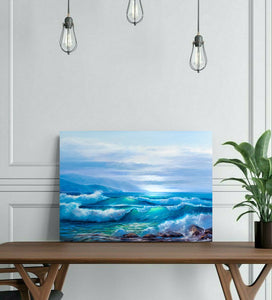 Pine Stretched  Framed 1 Panel - Wave