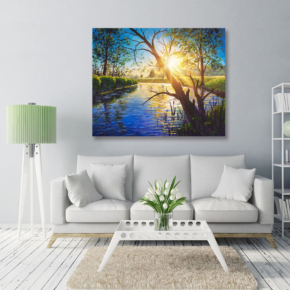 Framed 1 Panel - Amazing scenery sunny morning on river art