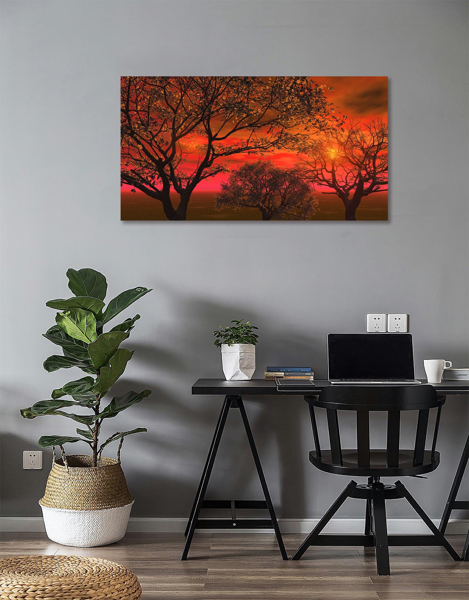 Pine Stretched  Framed 1 Panel - Bloss Tree