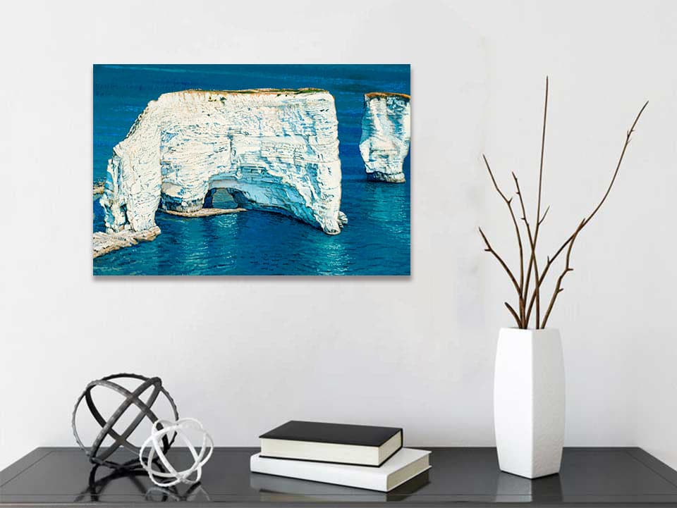 Pine Stretched  Framed 1 Panel - Chalk Cliffs Of Etretat