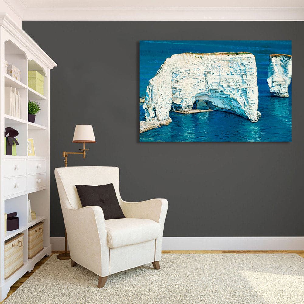 Pine Stretched  Framed 1 Panel - Chalk Cliffs Of Etretat
