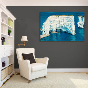 Pine Stretched  Framed 1 Panel - Chalk Cliffs Of Etretat