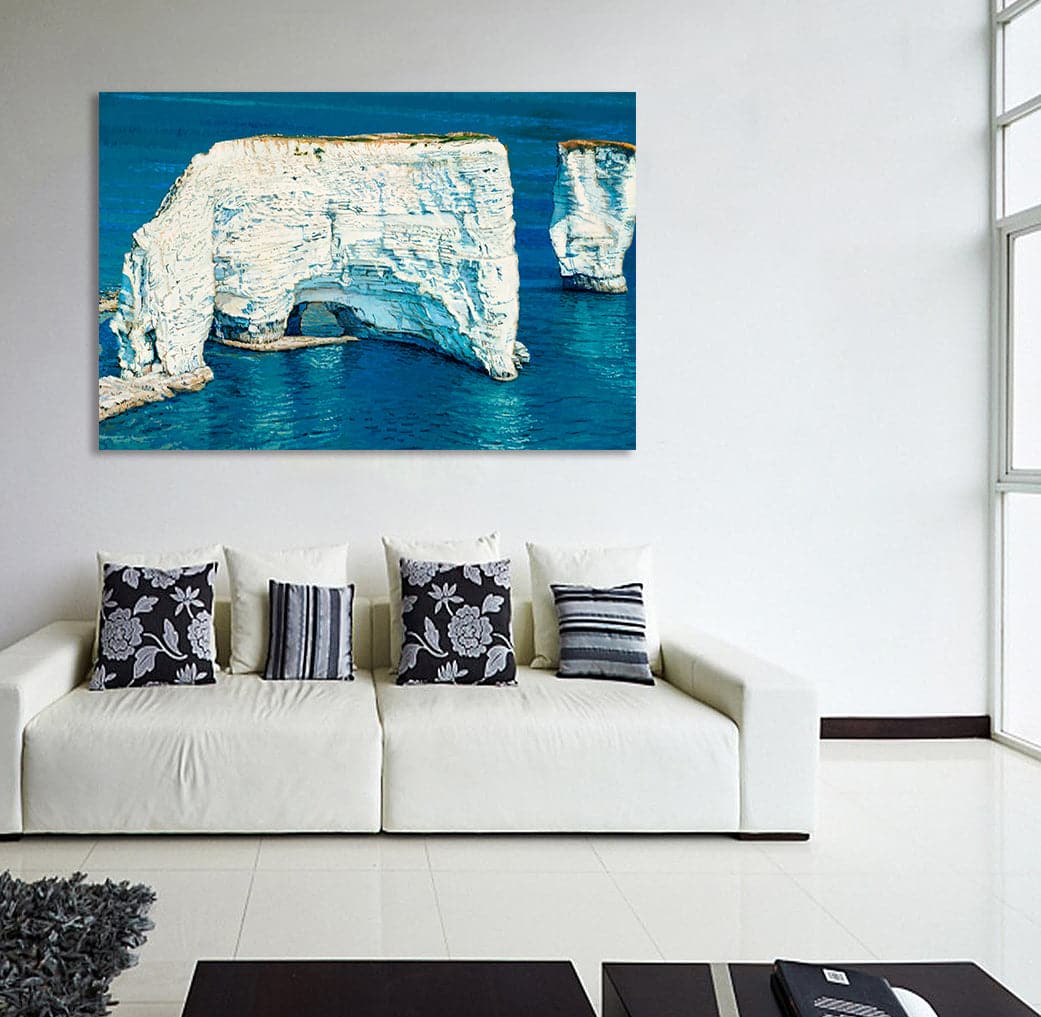 Pine Stretched  Framed 1 Panel - Chalk Cliffs Of Etretat
