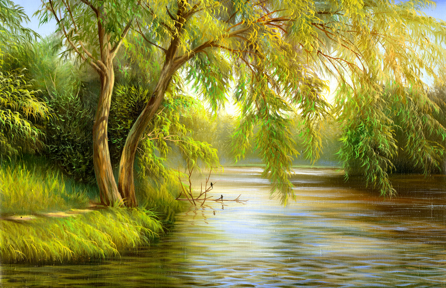 Pine Stretched  Framed 1 Panel - Spring