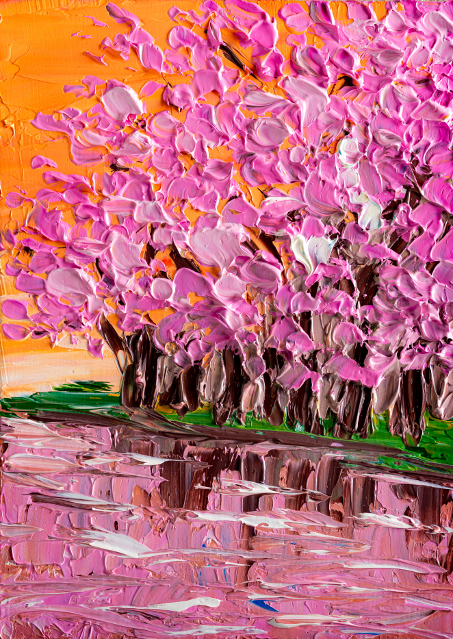 Pine Stretched  Framed Framed 1 Panel - Sakura Tree