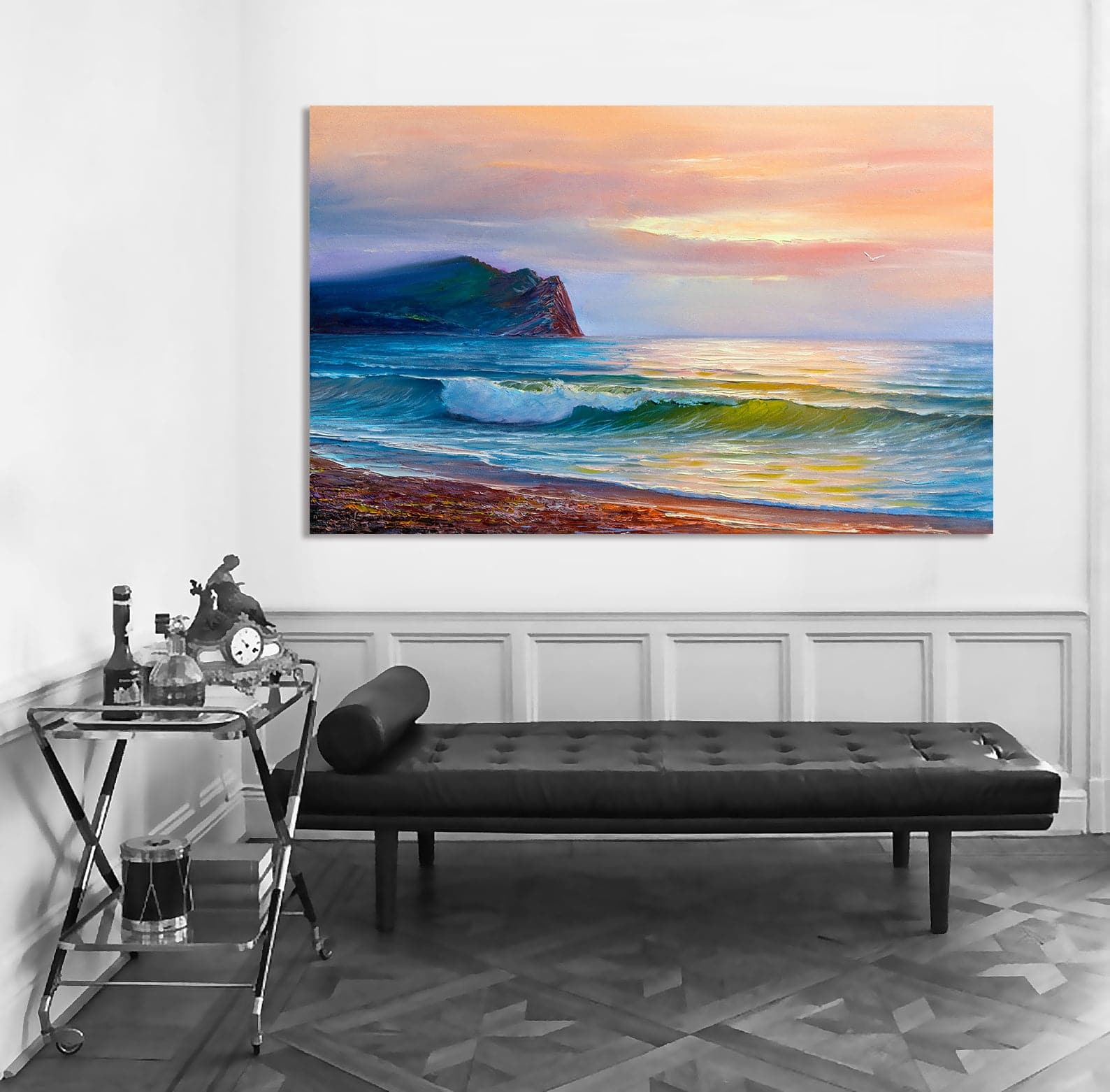 Pine Stretched  Framed 1 Panel - Wave