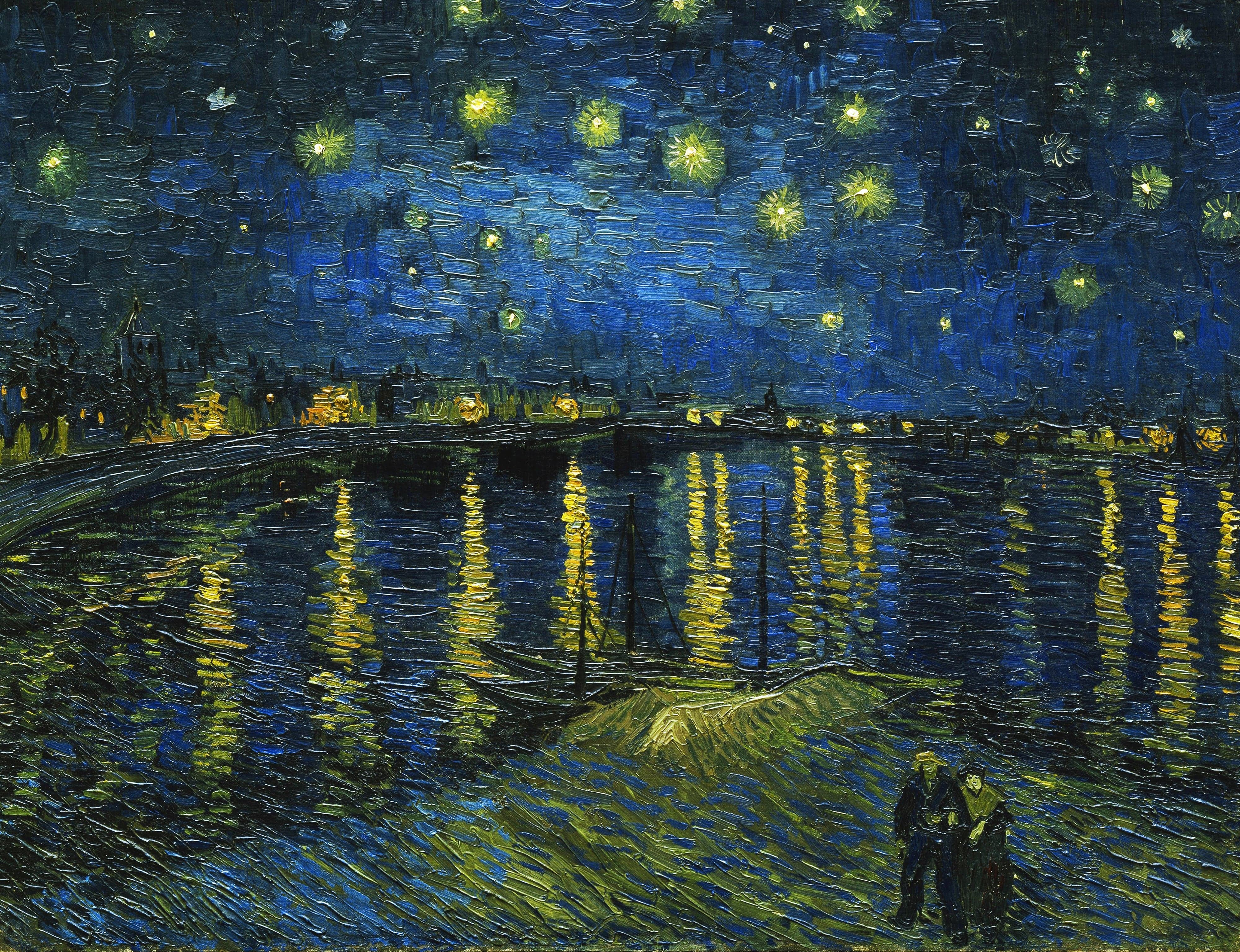 Framed 1 Panel - Starry Night Over the Rhone