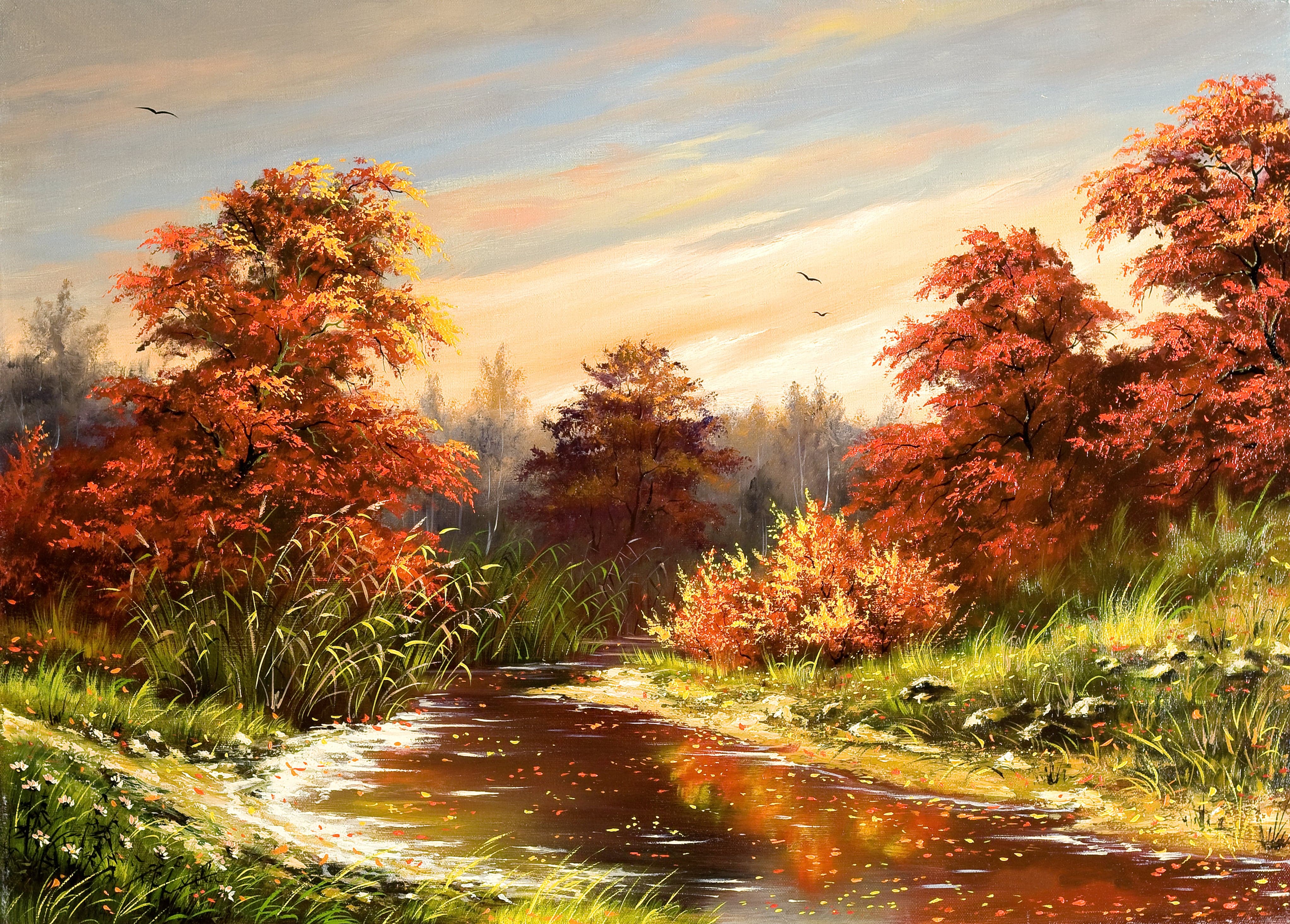 Pine Stretched  Framed 1 Panel - Autumn