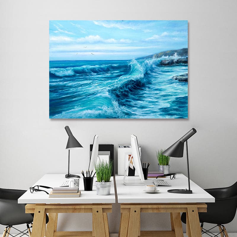 Pine Stretched  Framed 1 Panel - Wave