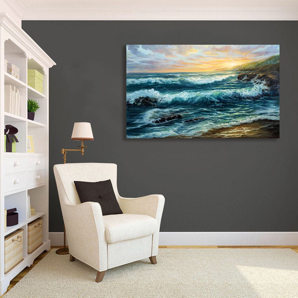 Pine Stretched  Framed 1 Panel - Wave