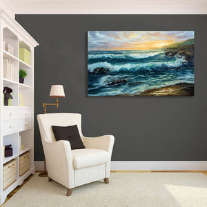 Pine Stretched  Framed 1 Panel - Wave