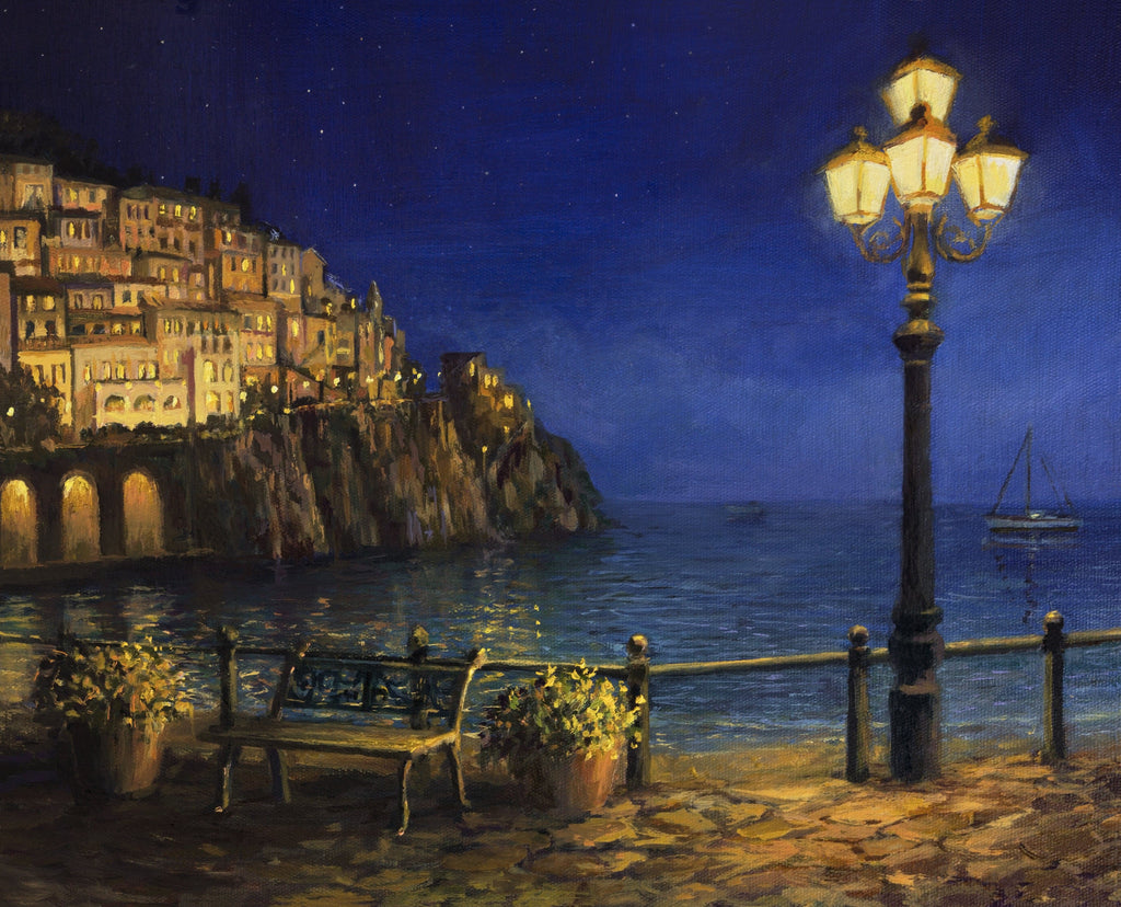 Pine Stretched  Framed 1 Panel - Summer Evening in Amalfi