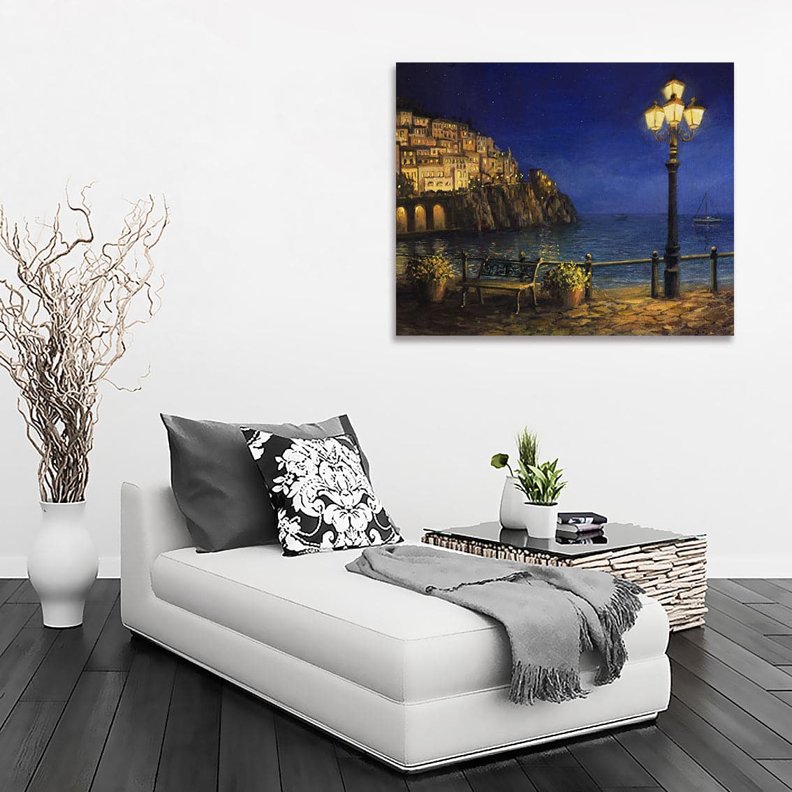 Pine Stretched  Framed 1 Panel - Summer Evening in Amalfi
