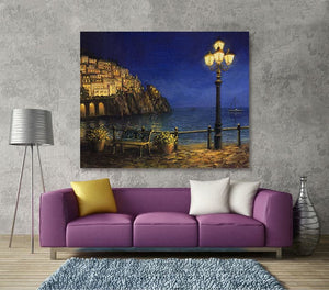 Pine Stretched  Framed 1 Panel - Summer Evening in Amalfi