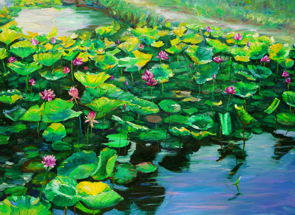 Pine Stretched  Framed 1 Panel - Lotus