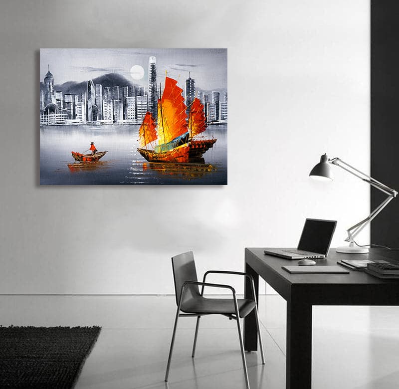 Pine Stretched  Framed 1 Panel - Victoria Harbor, Hong Kong