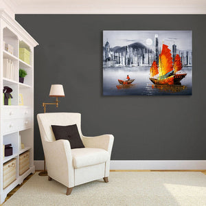 Pine Stretched  Framed 1 Panel - Victoria Harbor, Hong Kong