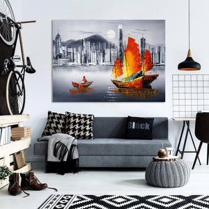 Pine Stretched  Framed 1 Panel - Victoria Harbor, Hong Kong
