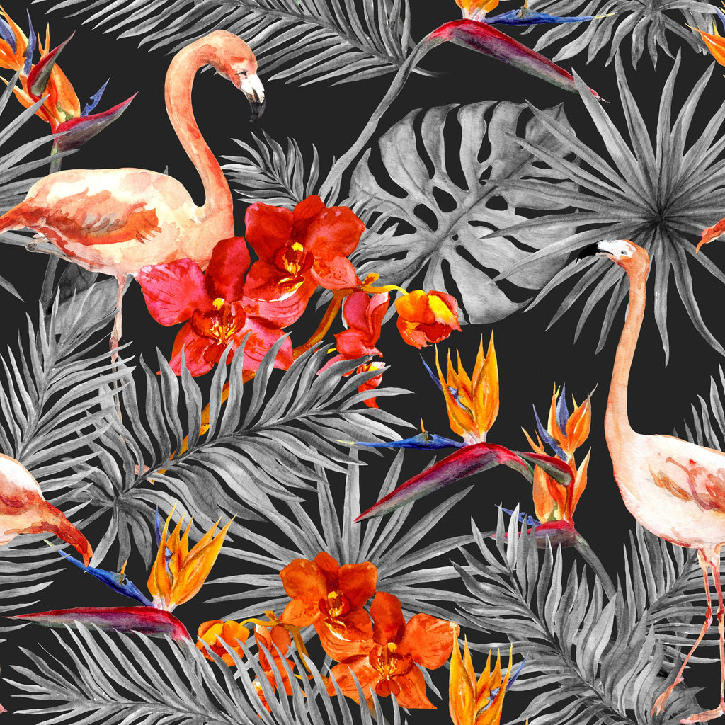 Pine Stretched  Framed 1 Panel - Watercolor - Flamingo