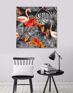 Pine Stretched  Framed 1 Panel - Watercolor - Flamingo