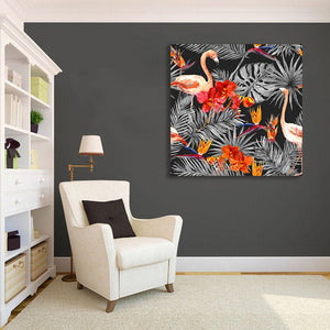 Pine Stretched  Framed 1 Panel - Watercolor - Flamingo