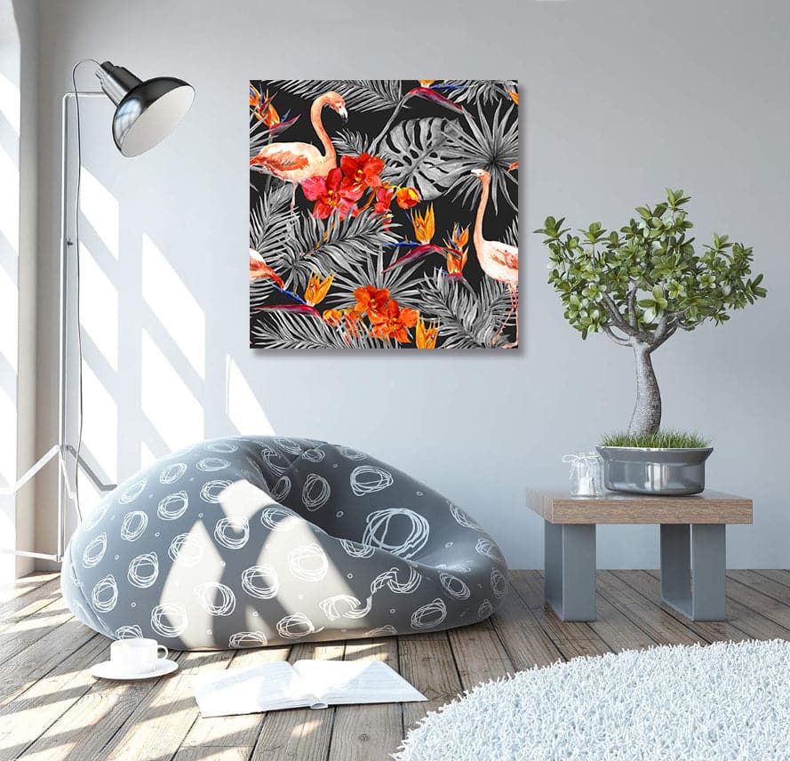 Pine Stretched  Framed 1 Panel - Watercolor - Flamingo
