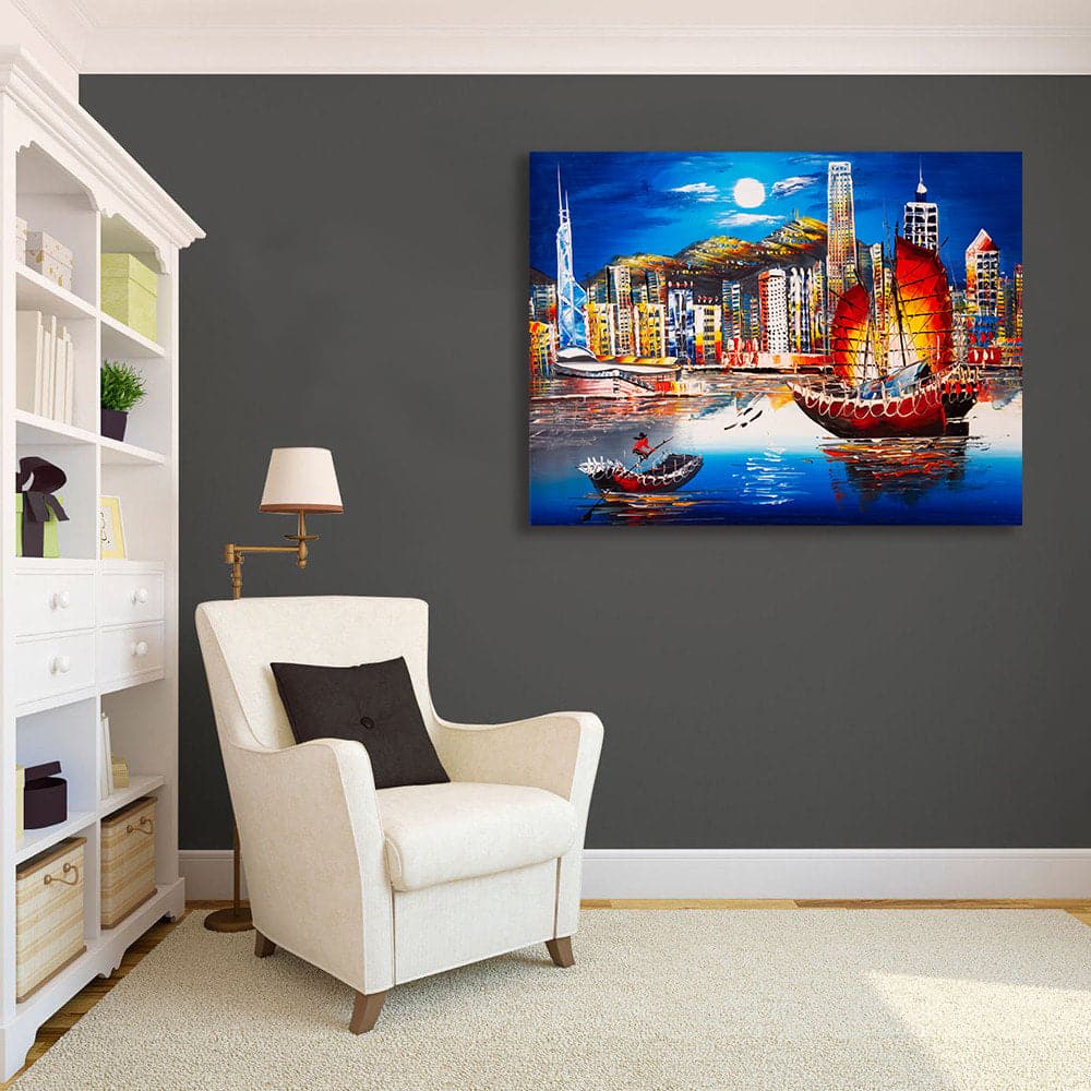 Pine Stretched  Framed 1 Panel - Victoria Harbor, Hong Kong