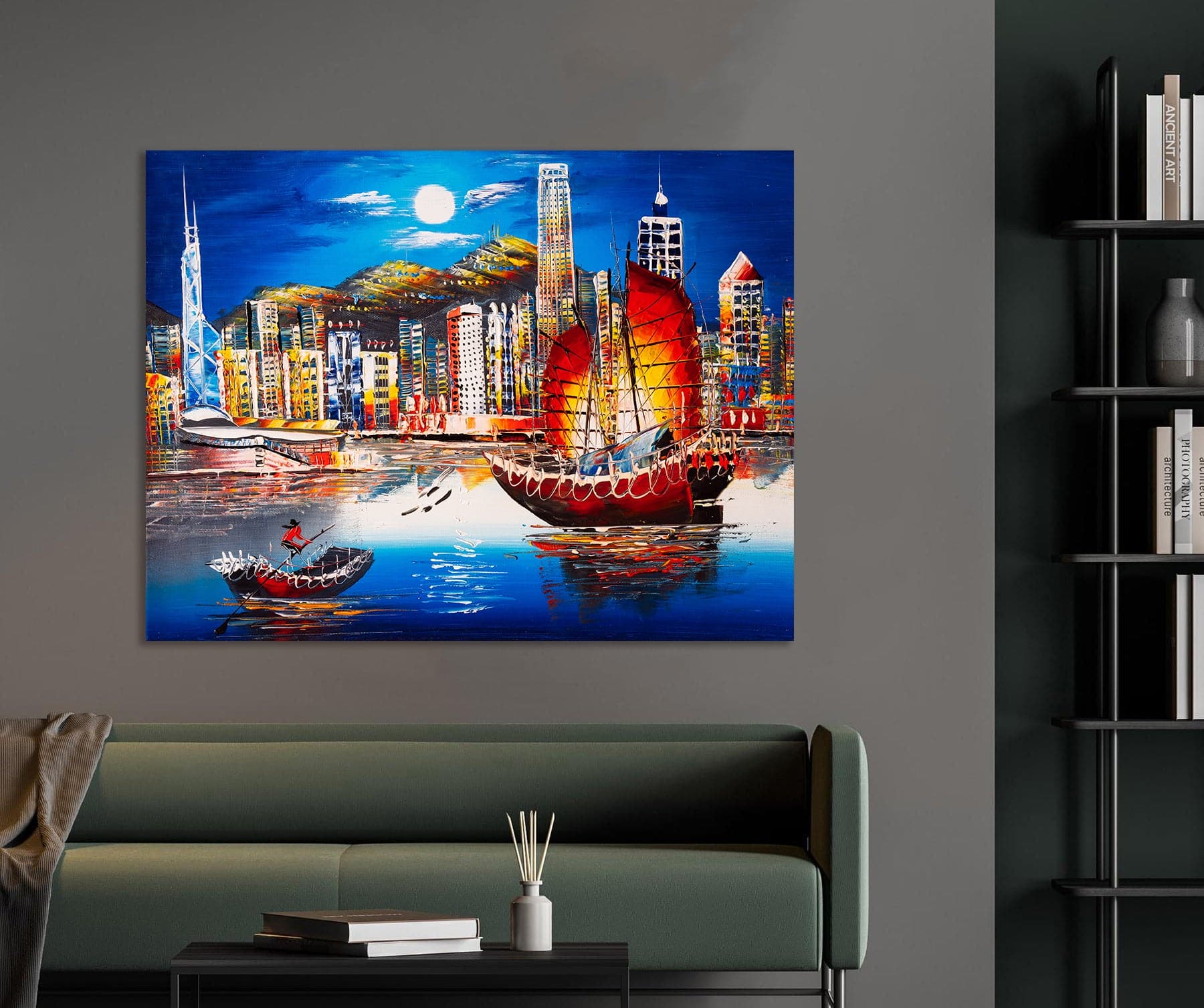Pine Stretched  Framed 1 Panel - Victoria Harbor, Hong Kong