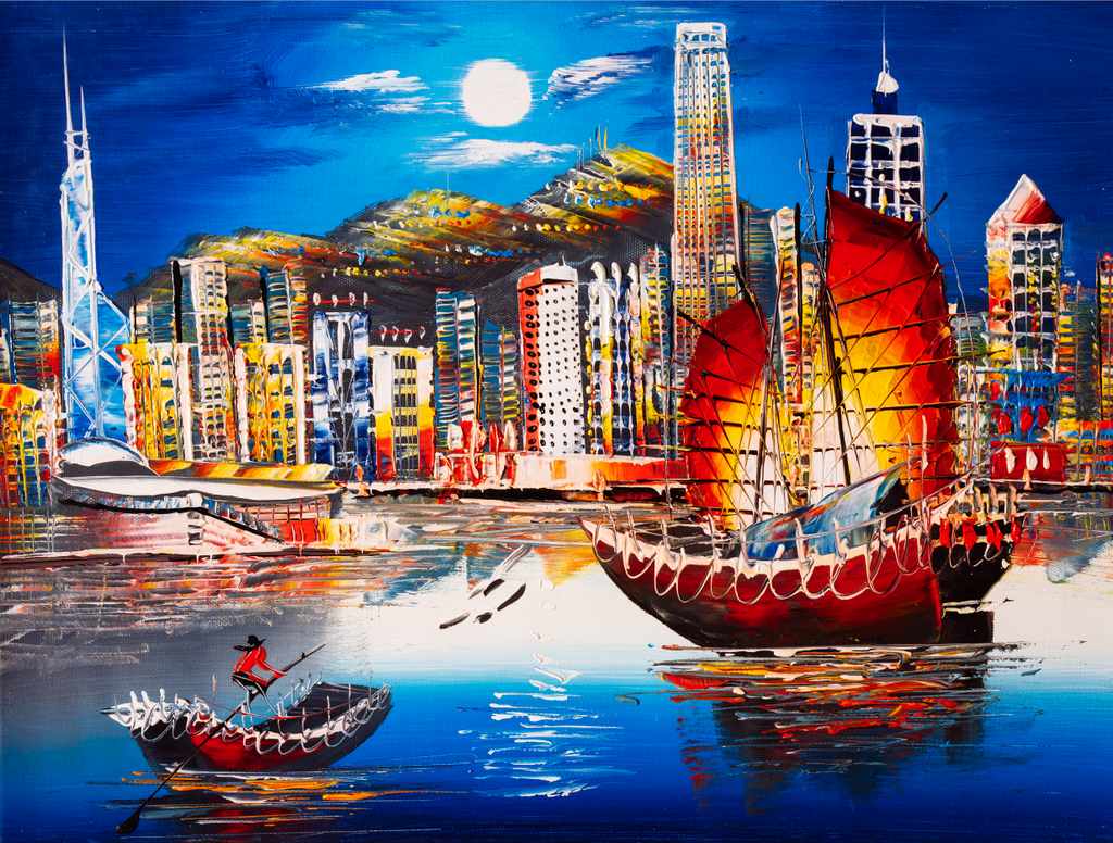 Pine Stretched  Framed 1 Panel - Victoria Harbor, Hong Kong